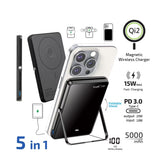 Mirror Ultra Slim Magnetic Wireless 5000mAh Power Bank with Stand