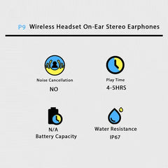 P9 Wireless Bluetooth Headphones – Noise Cancelling Stereo Sound with Mic