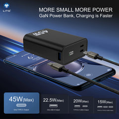 LITO LP02 20000mAh 45W Mini Fast Charging Power Bank for iPhone & Laptop